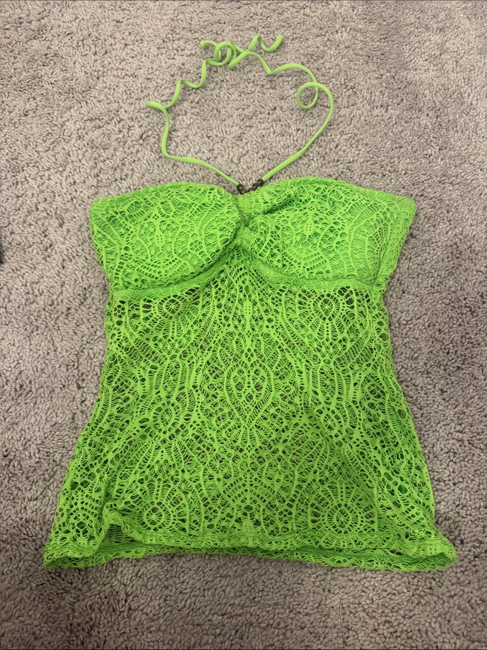 Ralph Lauren Lime Green Lace Halter Swim Camisole